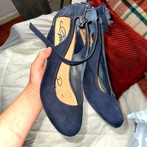 Dark Blue Formal Wedge Heels